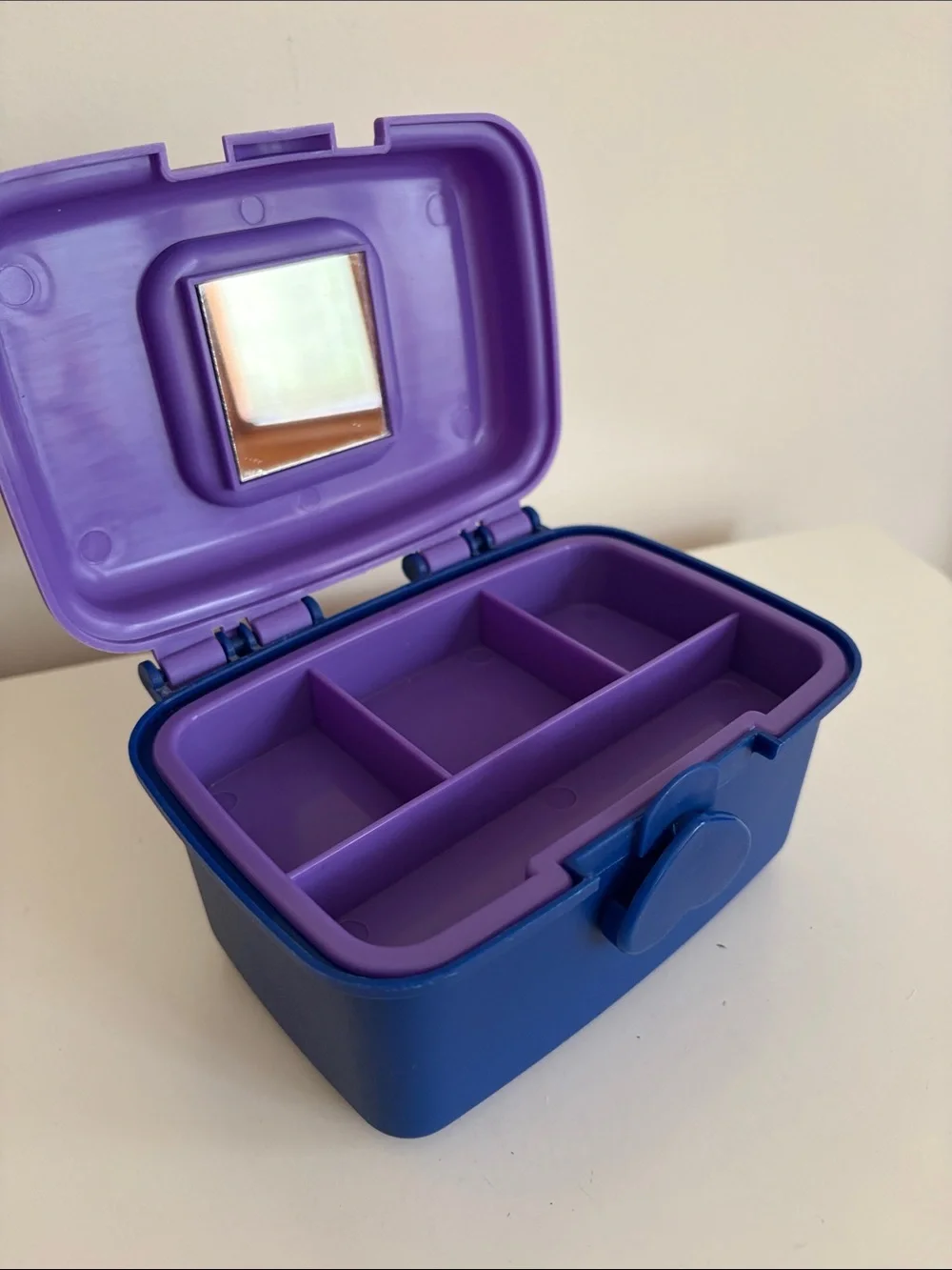 Purple and Blue Plastic Jewelry Box with Heart Latch